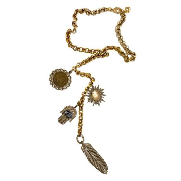 Custom Made Charm Statement Necklace with Removable/Changeable Adornments - Picture 1 of 11